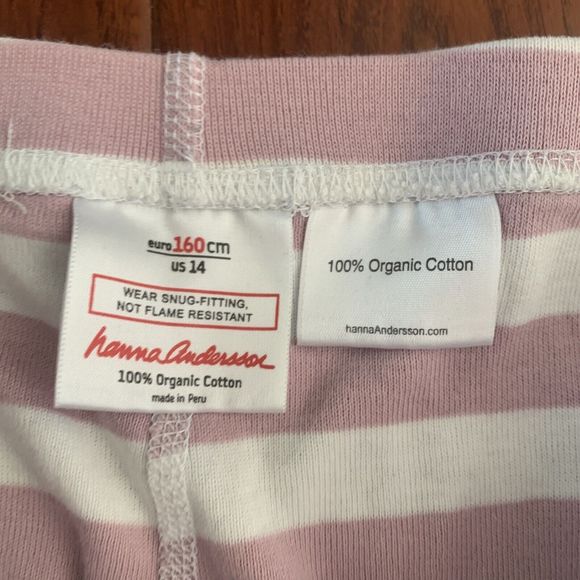 GIRLS HANNA ANDERSSON LONG JOHN PAJAMA SET~SIZE 160 (US14) PINK STRIPES - Picture 6 of 7